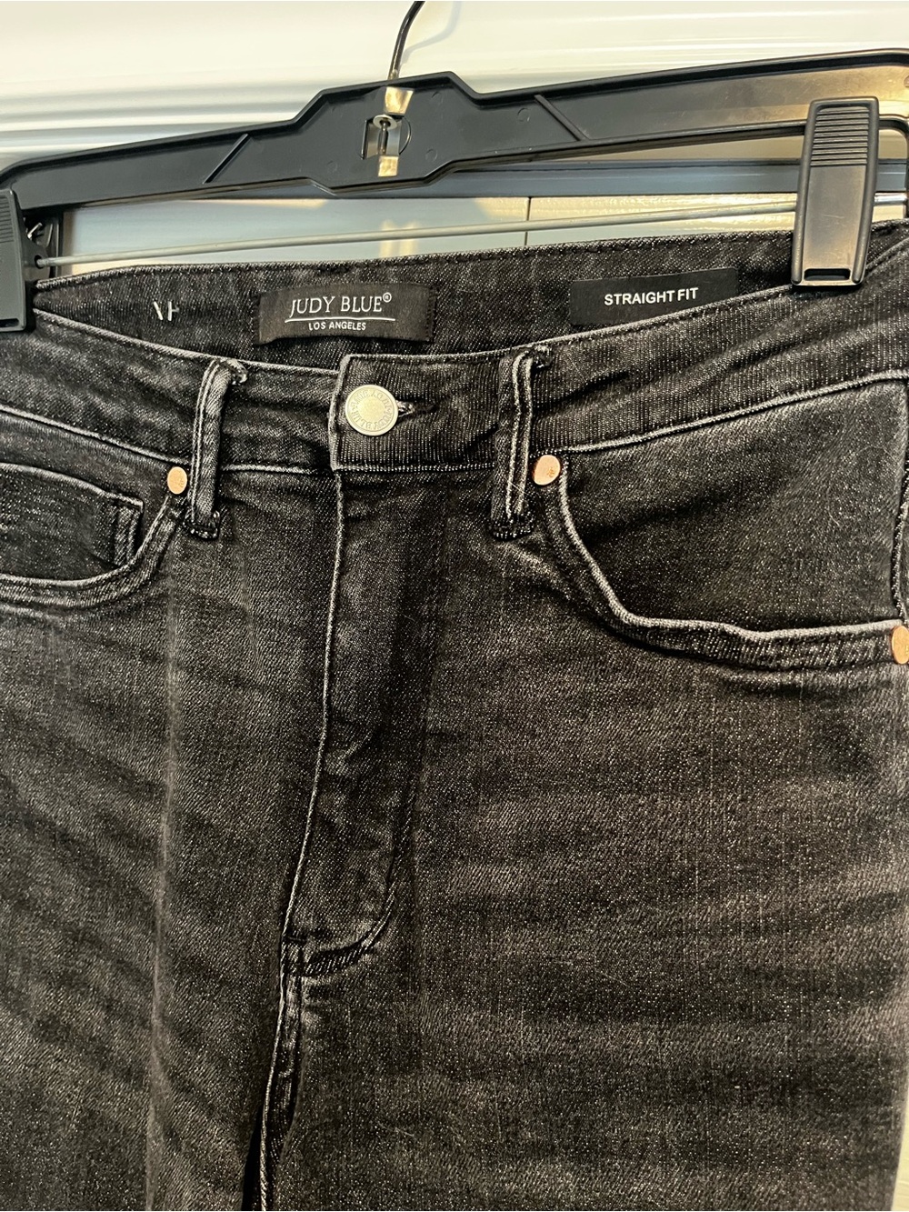 Judy Blue Straight Leg High Rise Black Denim Jeans Stretchy 27x31 - Picture 2 of 7